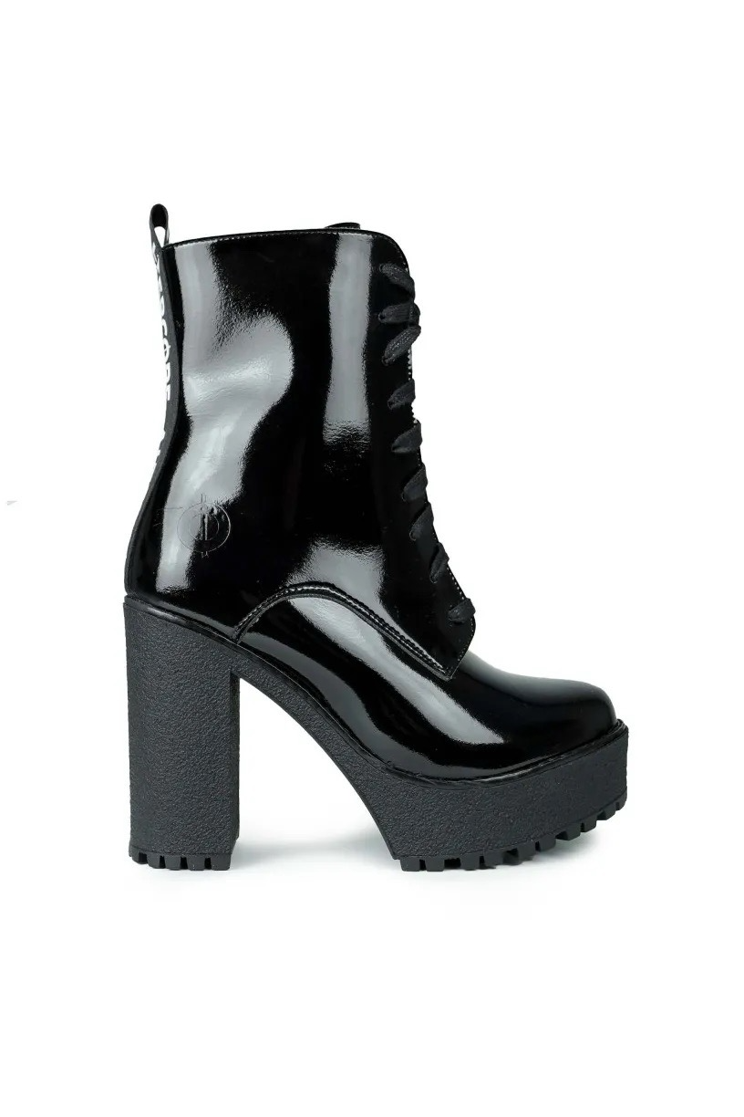 106610 - Damen vegan Stiefel Ivy Patent Schwarz